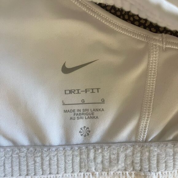 Nike Women's Logo Dri Fit White Gym Non Padded Sports Bra Size L - Picture 6 of 6